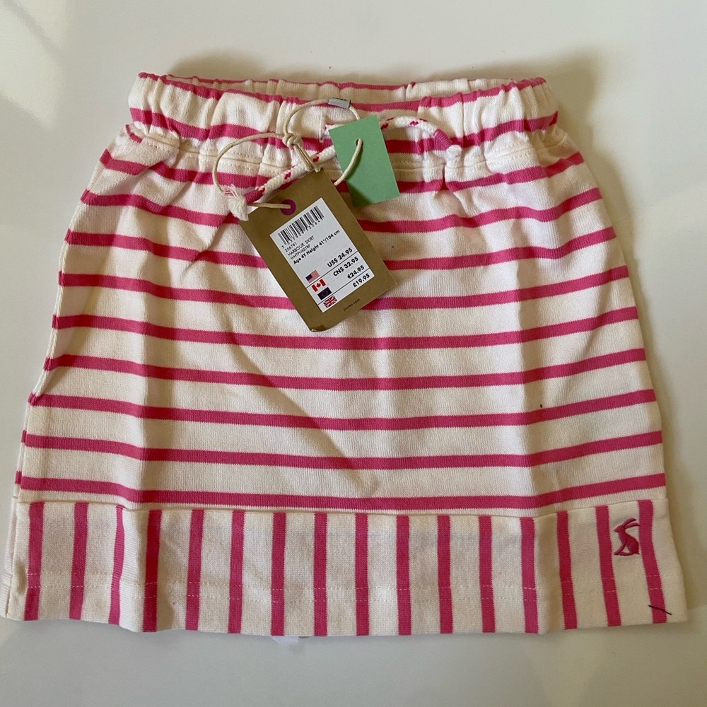 Joules True Pink Stripe Harbour Skirt size 4Y